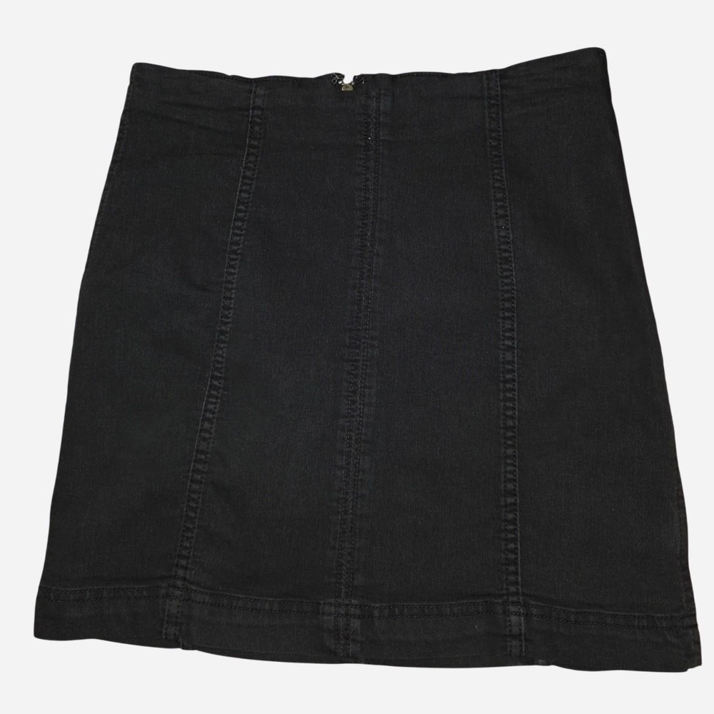 Free People black denim mini skirt